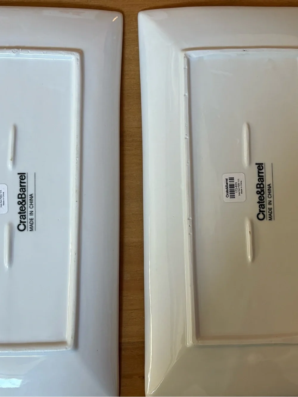 Crate&Barrel White Rectangular Ceramic Serving Platters (Set of 2)